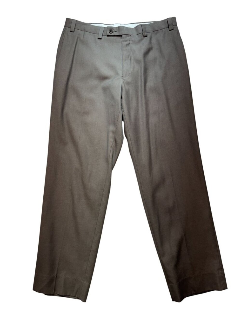 Calvin Klein Mens Dress Pants Size 36X30 Taupe Wool Blend Flat Front Formal